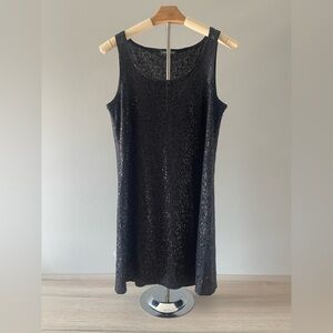 Eileen Fisher | Black Sequined Silk Sleeveless Tank Tunic Small Luxury Going Out